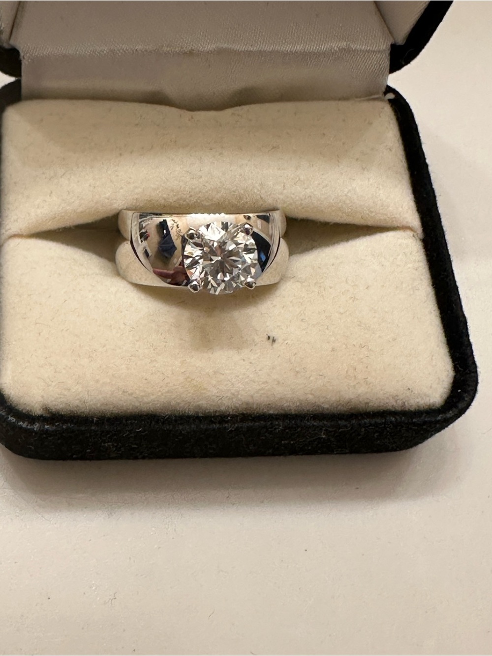 Classic Solitaire Round-Cut Lab Diamond 14K White Gold Comfort Fit Band Ring!